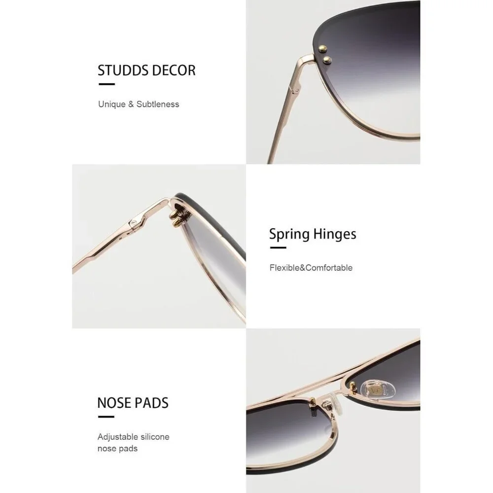 Oversized Aviator Sunglasses Women UV400 Gradient Smoke 65mm